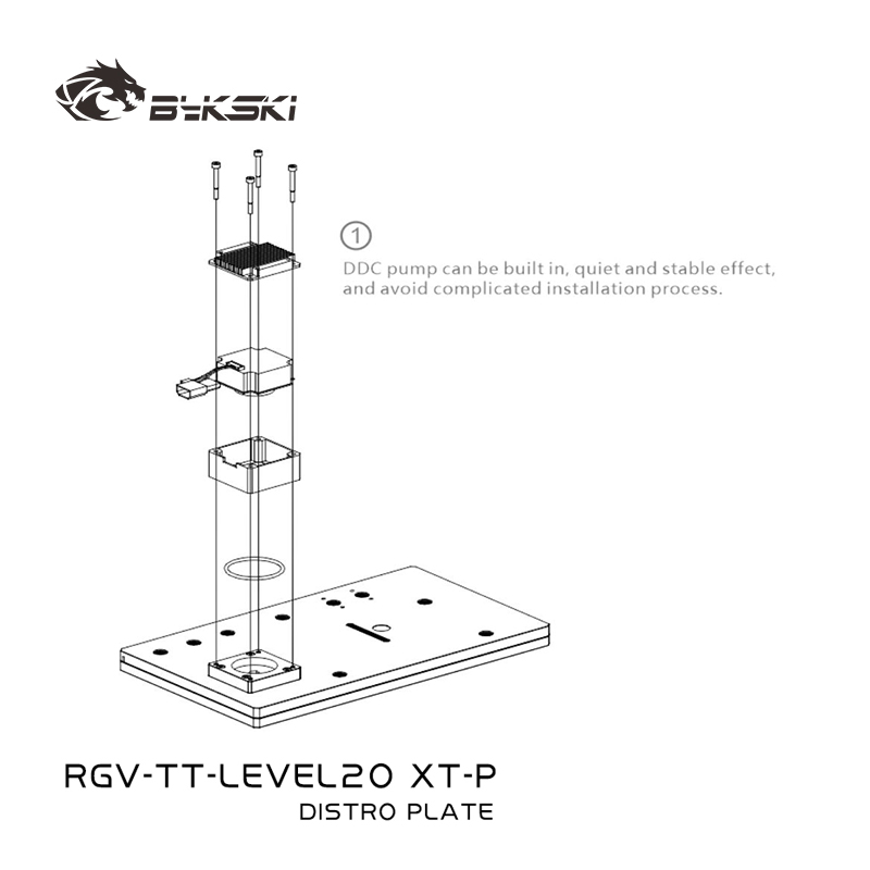Distro Plate Ddc Pump Combo - แผ่นกระจายน้ำอะคริลิค Bykski RGV-TT-LEVEL20XT-P / บอร์ดสำหรับเคส Thermaltake